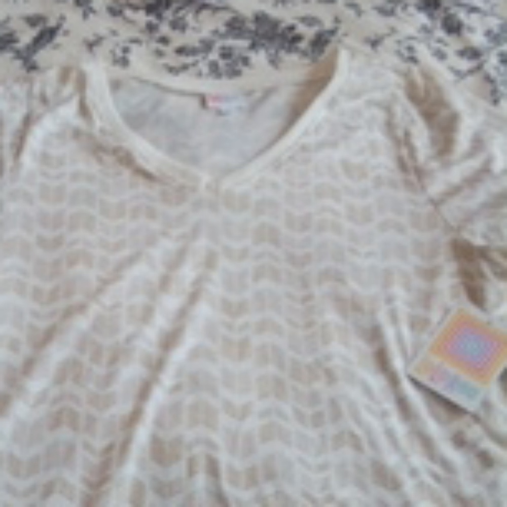 Lularoe cream t-shirt with gold Chevrons